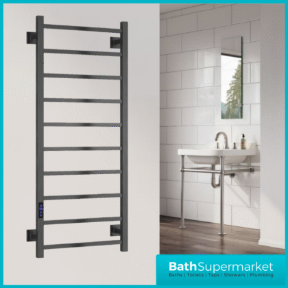 Reina Velino Gun Metal Dry Electric Heated Towel Rail 500mm Wide