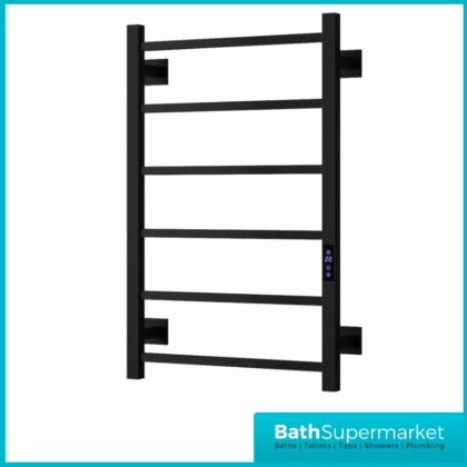 Reina Velino Matt Black Dry Electric Heated Towel Rail 500mm Wide