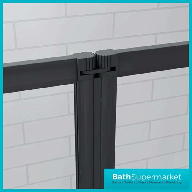 Matt Black 4 Folding Bath Shower Bathroom Screen 4mm Glass Panel 900x1400mm