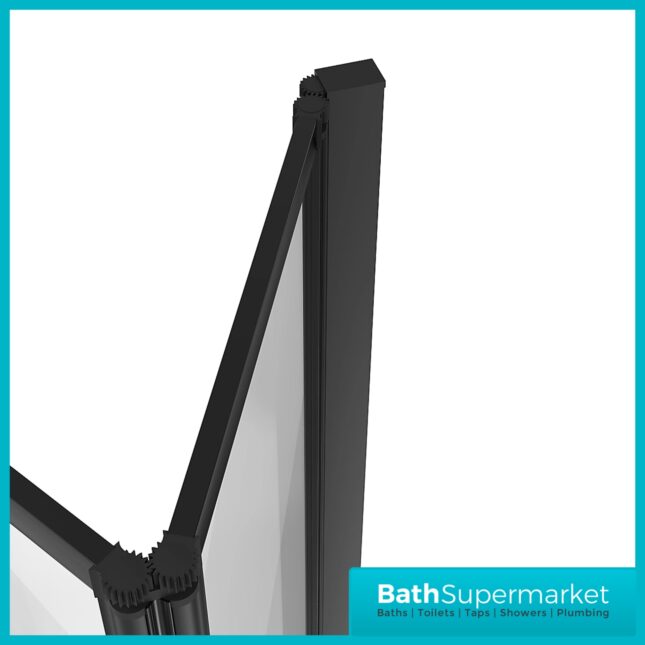 Matt Black 4 Folding Bath Shower Bathroom Screen 4mm Glass Panel 900x1400mm