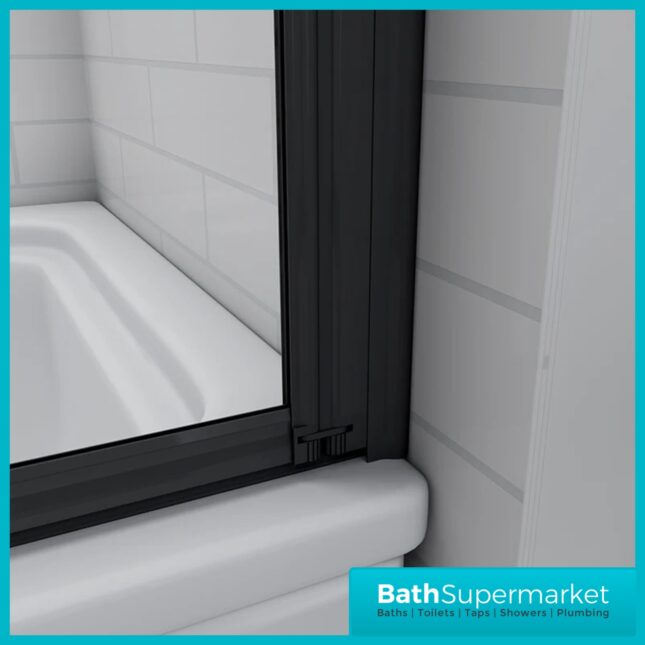 Matt Black 4 Folding Bath Shower Bathroom Screen 4mm Glass Panel 900x1400mm