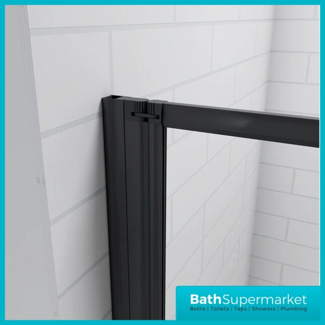 Matt Black 4 Folding Bath Shower Bathroom Screen 4mm Glass Panel 900x1400mm