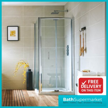 Scudo S6 1000mm Semi Frameless Bifold Shower Door in Chrome