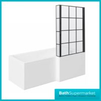 Titan 1800mm L Shaped Shower Bath with Screen & Front Panel – Left or Right Hand Option
