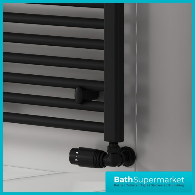 Matt Black Straight Heated Ladder Towel Rail 400mm x 1000mm