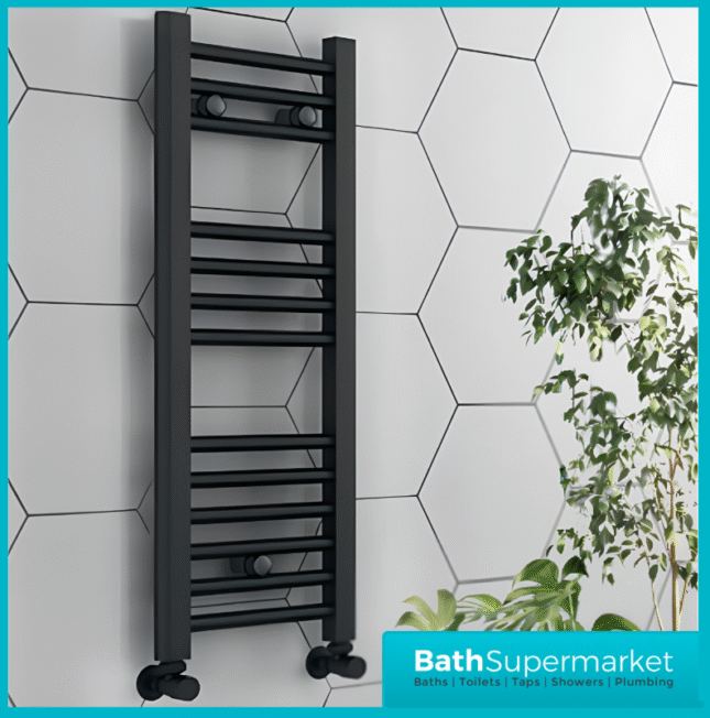 Sanica Pozo Anthracite Straight Heated Towel Rail Radiator 300mm x 800mm - Image 2