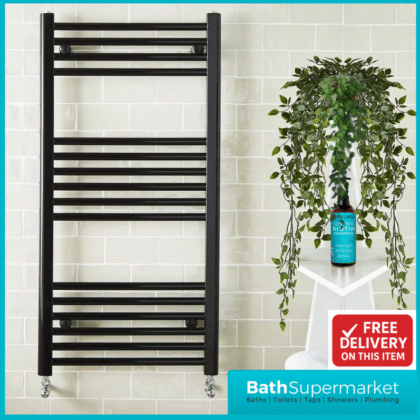Matt Black Straight Heated Ladder Towel Rail 400mm x 1000mm