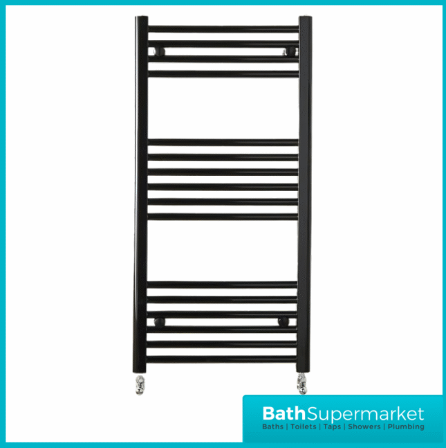 Matt Black Straight Heated Ladder Towel Rail 400mm x 1000mm