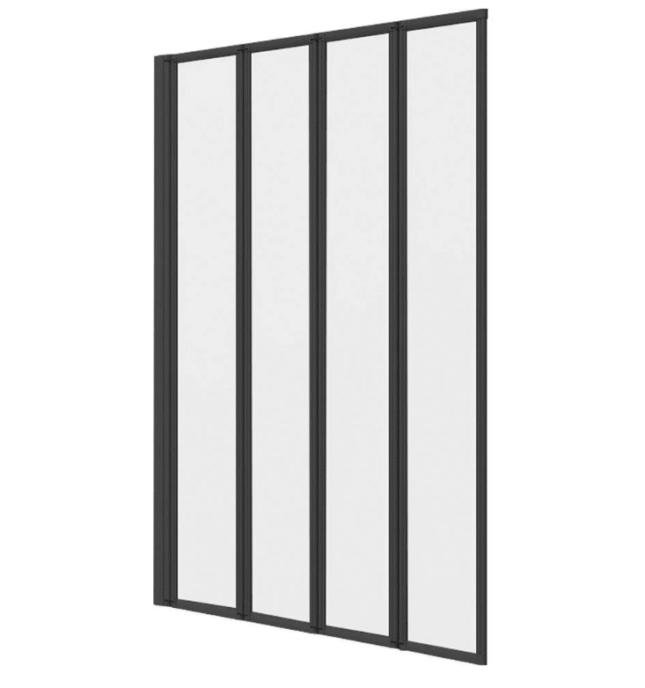 Matt Black 4 Folding Bath Shower Bathroom Screen 4mm Glass Panel 900x1400mm