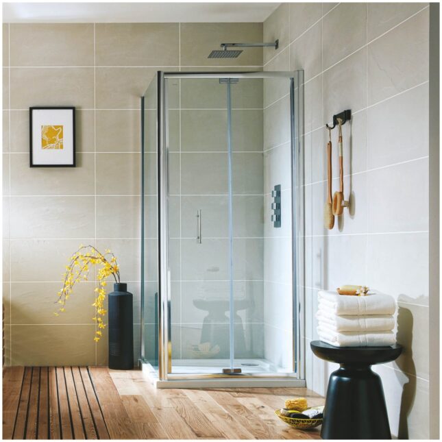 Scudo S6 1000mm Semi Frameless Bifold Shower Door in Chrome - Image 2