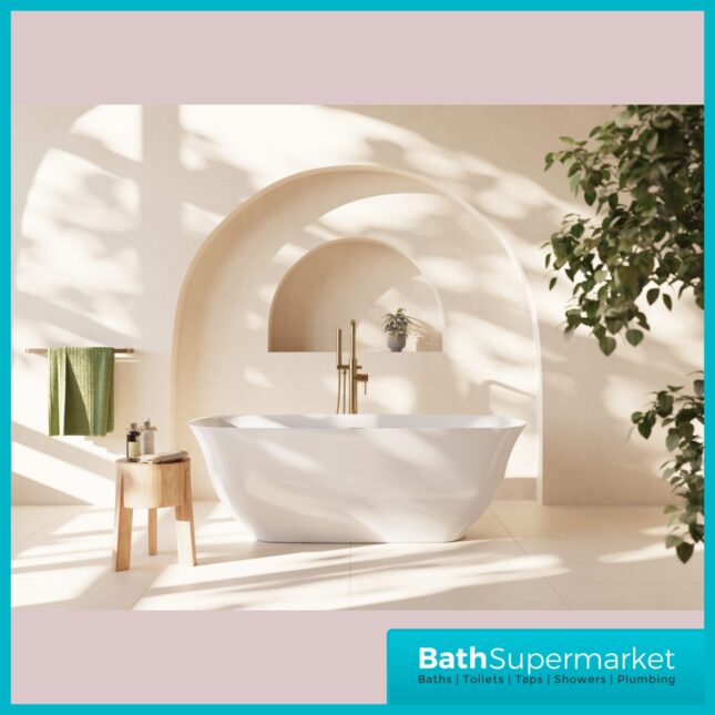 Sognare Coral Gloss White Oval Modern Free Standing Bath 1700mm Length