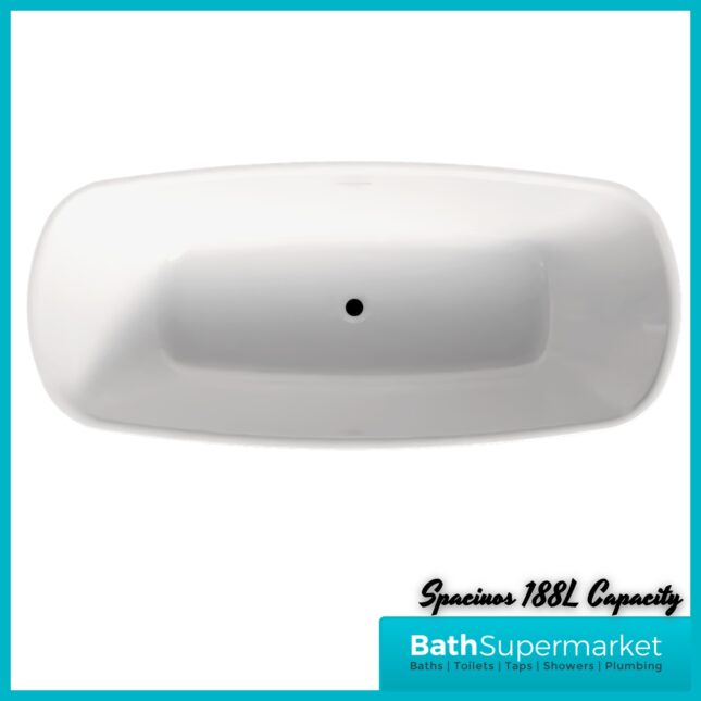 Sognare Coral Gloss White Oval Modern Free Standing Bath 1700mm Length