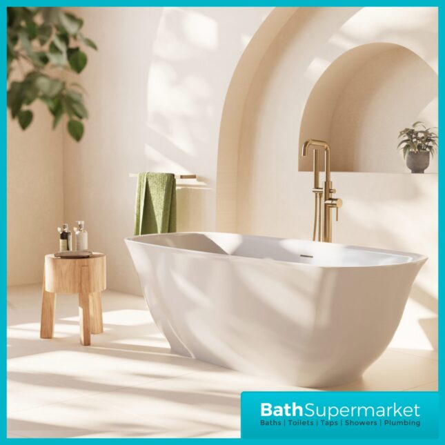 Sognare Coral Gloss White Oval Modern Free Standing Bath 1700mm Length