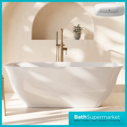 Sognare Coral Gloss White Oval Modern Free Standing Bath 1700mm Length