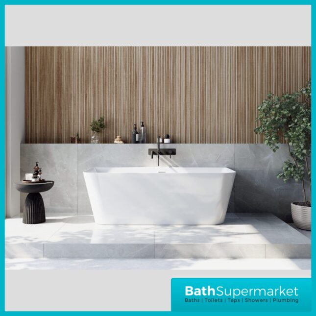 Sognare Porto Gloss White Back-To-Wall Modern Bath 1700mm Length