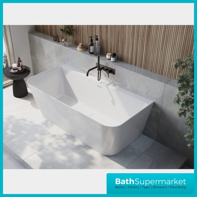 Sognare Porto Gloss White Back-To-Wall Modern Bath 1700mm Length