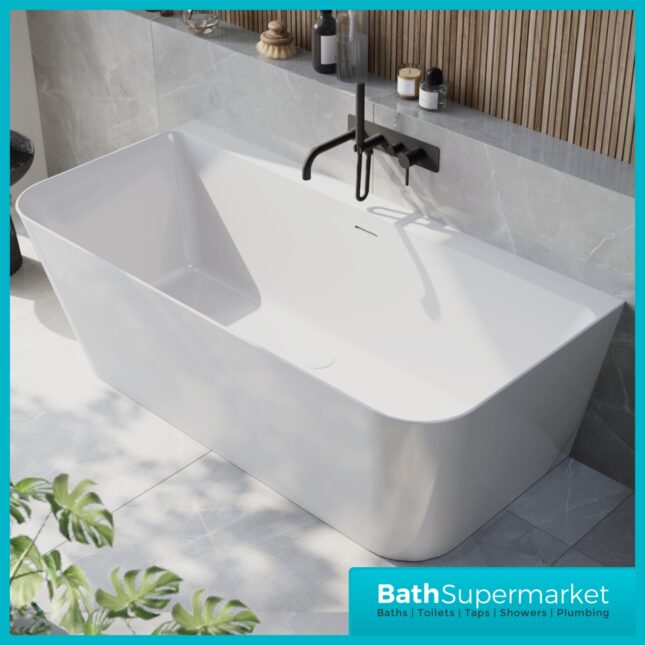 Sognare Porto Gloss White Back-To-Wall Modern Bath 1700mm Length