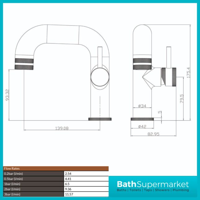 Sognare Core Brushed Bronze Side Lever Mono Basin Mixer Tap