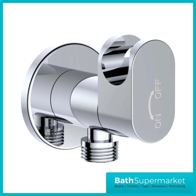 Conon Chrome Round Douche Shower Spray Handset Flexi Hose Kit With Integrated Isolator Valve