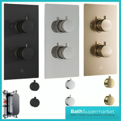 Sognare Core Concealed 1 Outlet Shower Valve With Chrome, Black Or Brushed Brass Plate & Handles