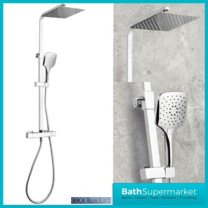 Sognare Helier Chrome Square Cool Touch Exposed Valve Rigid Riser Shower