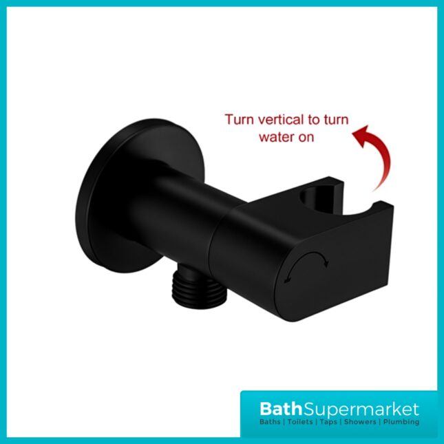 Conon Matt Black Round Douche Shower Spray Handset Flexi Hose Kit With Integrated Isolator Valve
