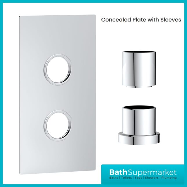 Sognare Core Concealed 2 Outlet Shower Valve With Chrome, Black Or Brushed Brass Plate & Handles