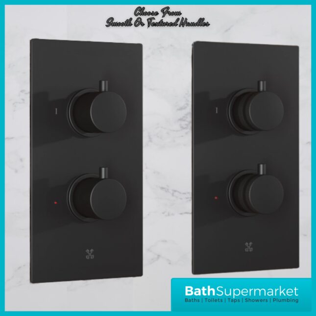 Sognare Core Concealed 2 Outlet Shower Valve With Chrome, Black Or Brushed Brass Plate & Handles