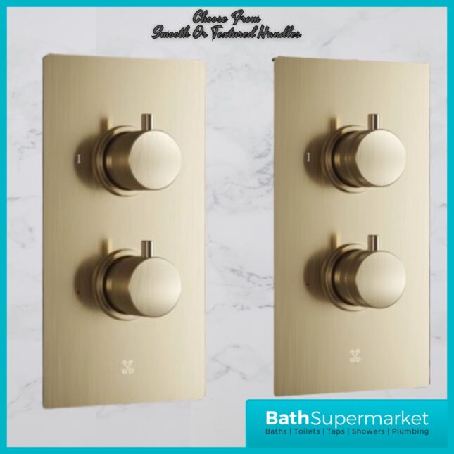 Sognare Core Concealed 2 Outlet Shower Valve With Chrome, Black Or Brushed Brass Plate & Handles