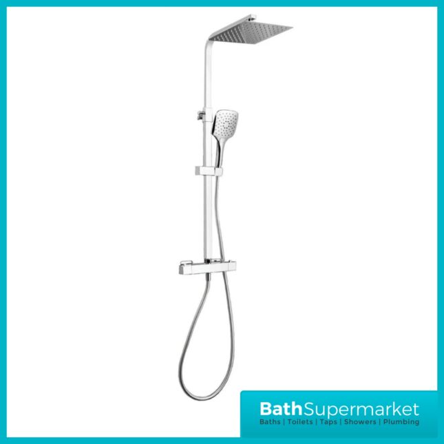 Sognare Helier Chrome Square Cool Touch Exposed Valve Rigid Riser Shower