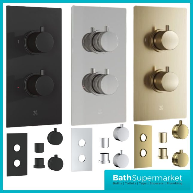 Sognare Core Concealed 1 Outlet Shower Valve With Chrome, Black Or Brushed Brass Plate & Handles