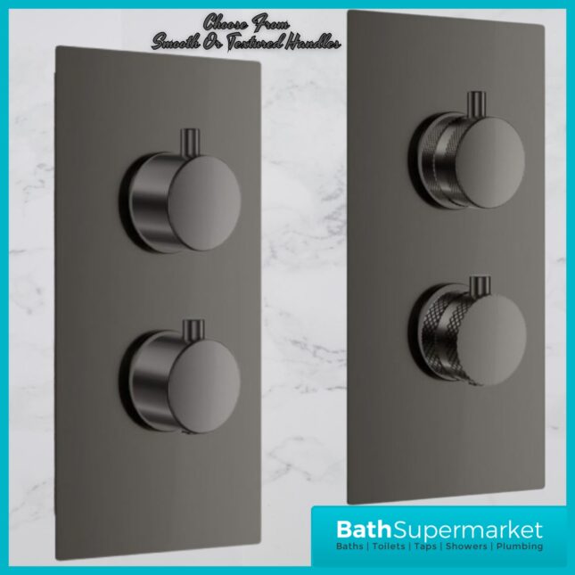 Sognare Core Concealed 2 Outlet Shower Valve With Gunmetal Brushed Bronze Or Nickel Plate & Handles