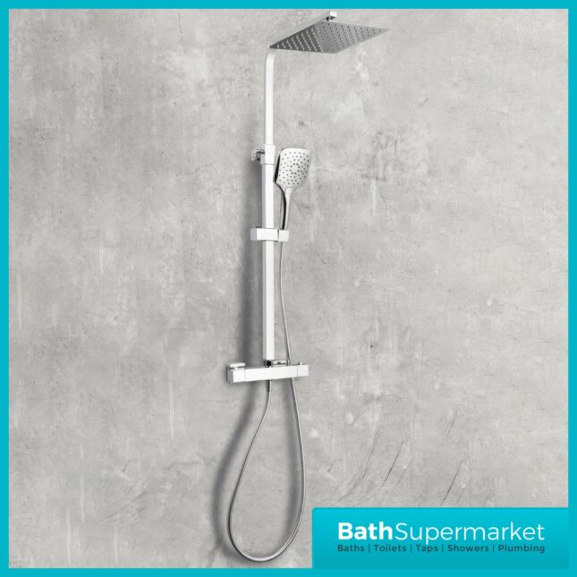 Sognare Helier Chrome Square Cool Touch Exposed Valve Rigid Riser Shower