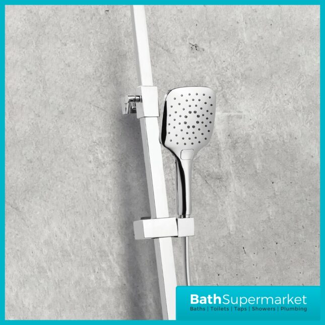 Sognare Helier Chrome Square Cool Touch Exposed Valve Rigid Riser Shower
