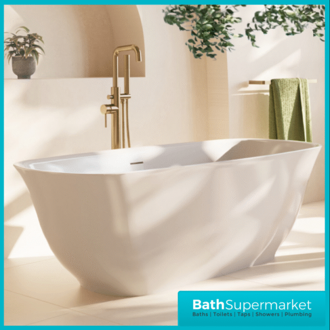 Sognare Coral Gloss White Oval Modern Free Standing Bath 1700mm Length