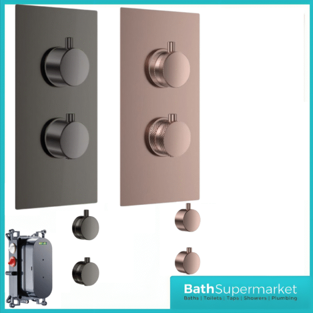 Sognare Core Concealed 1 Outlet Shower Valve With Gunmetal Brushed Bronze Or Nickel Plate & Handles
