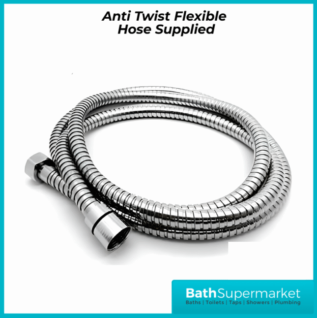 Conon Chrome Round Douche Shower Spray Handset Flexi Hose Kit With Integrated Isolator Valve
