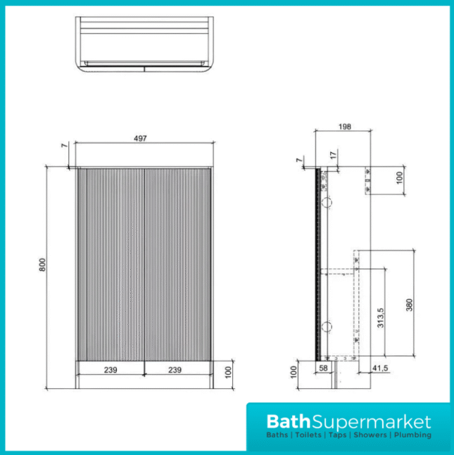 Amber Fluted Black Floor Standing Compact Cloakroom Basin Vanity Unit 500mm