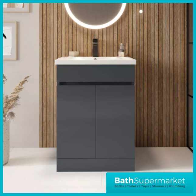 Empire Matt Anthracite Floorstanding Bathroom Vanity Basin Unit 600mm