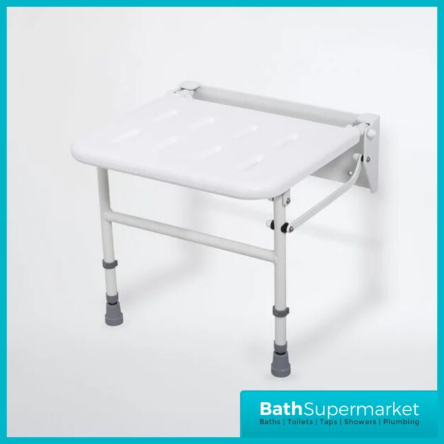 Fitzroy Of London White Wall Mounted Folding Shower Seat With Legs