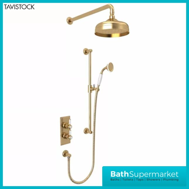 Tavistock Lansdown Brushed Brass Traditional Dual Function Concealed Valve Shower System