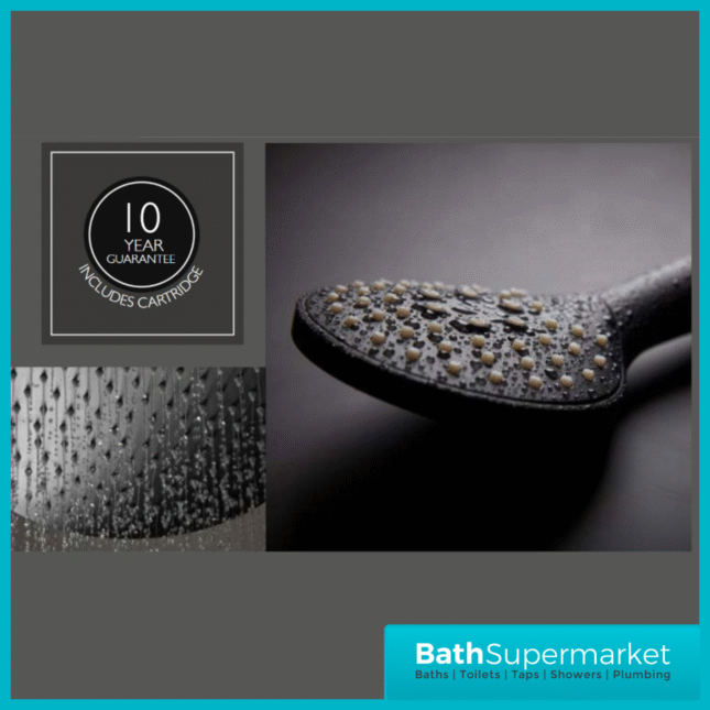 Tavistock Merit Black Cool Touch Exposed Thermostatic Valve Push Bar Shower System