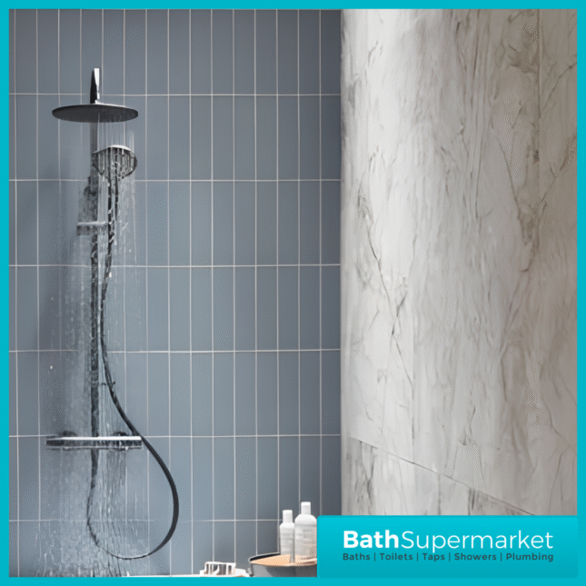 Tavistock Merit Chrome Cool Touch Exposed Thermostatic Valve Push Bar Shower System