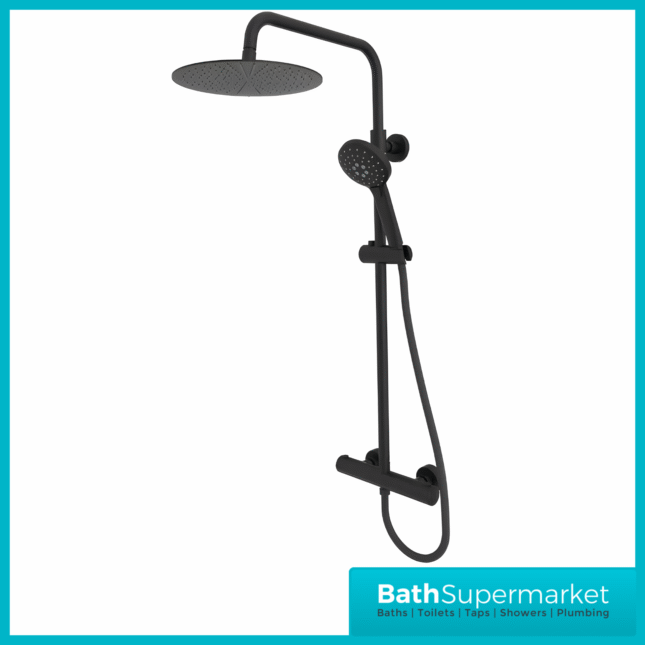 Tavistock Quantum Black Thermostatic Cool Touch Dual Function Exposed Valve Shower System