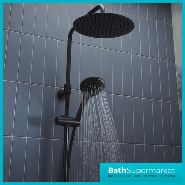 Tavistock Quantum Black Thermostatic Cool Touch Dual Function Exposed Valve Shower System