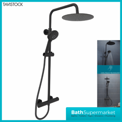 Tavistock Quantum Black Thermostatic Cool Touch Dual Function Exposed Valve Shower System