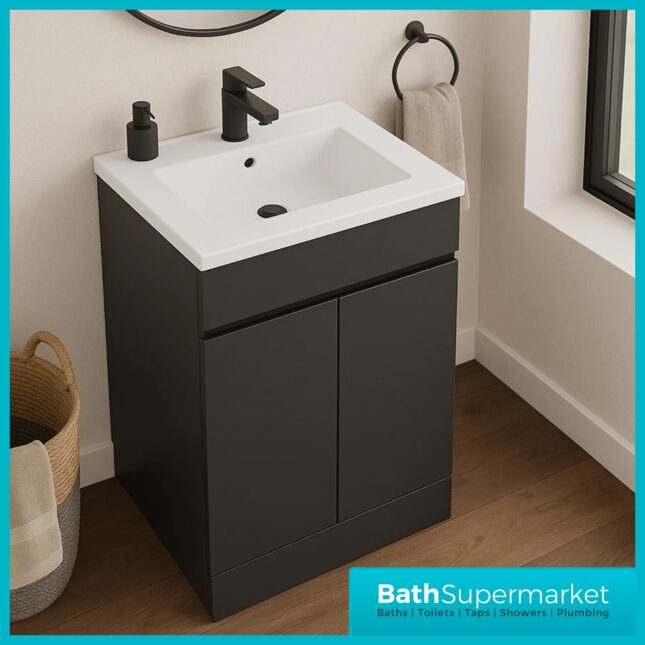 Empire Matt Anthracite Floorstanding Bathroom Vanity Basin Unit 600mm