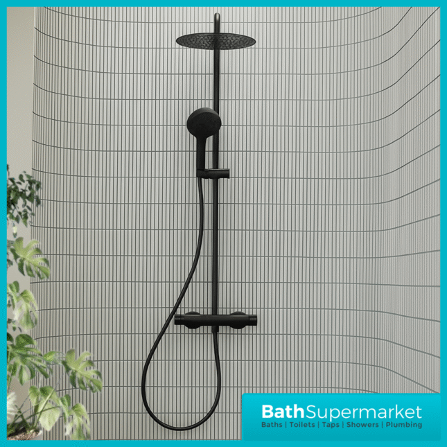Tavistock Quantum Black Thermostatic Cool Touch Dual Function Exposed Valve Shower System