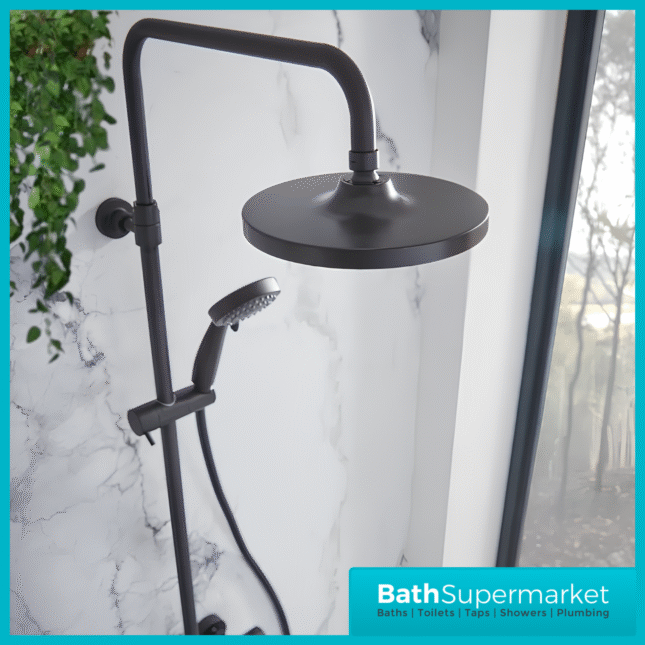 Tavistock Merit Black Dual Function Exposed Thermostatic Bar Valve Shower System