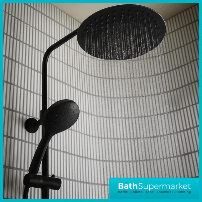 Tavistock Quantum Black Thermostatic Cool Touch Dual Function Exposed Valve Shower System